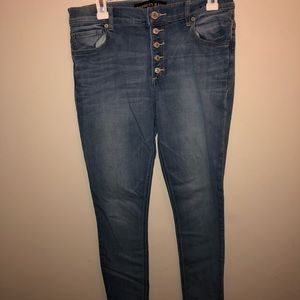 High rise button up skinny jeans